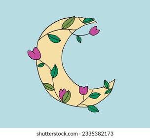Moon illustration image. 
Hand drawn image artwork of a moon. 
Simple cute original logo.
Hand drawn vector illustration for posters, cards, t-shirts.