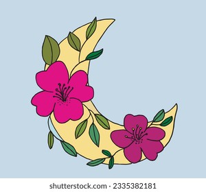 Imagen de la ilustración lunar. 
Imagen dibujada a mano de una luna. 
Simple y lindo logo original.
Ilustración vectorial dibujada a mano para afiches, tarjetas, camisetas.