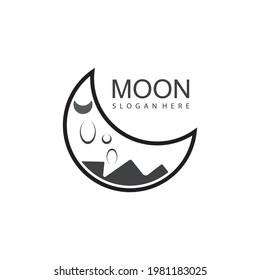 Plantilla vectorial del logotipo de la ilustración lunar