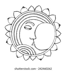 Moon illustration on simple white background