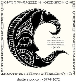 Moon illustration - Oriental Moon design 