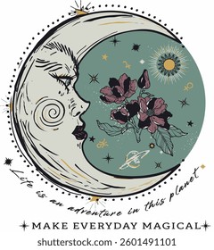 The moon is an important figure in tarot designs and often represents mystery, emotions and the subconscious. The phases of the moon can be elegantly designed 