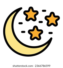 Moon insomnia icon outline vector. Bed person. Sleep disorder color flat