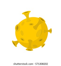 Moon isolated cartoon style. Yellow Planet of solar system on white background

