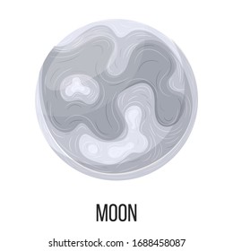 Moon isolated on white background. Solar system. Cartoon style vector illustration for any design.