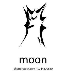 Moon Japanese Kanji. Japanese calligraphy. Vector hieroglyph Kanji text for poster, blank, postcard, card, t-shirt, invitation, poster, tattoo, banner template typography