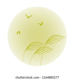 Moon and Japanese pampas grass