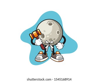 Moon judge cartoon cartoon. Mascot Character vector.