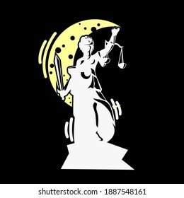 Moon And Justice Logo Design Vector