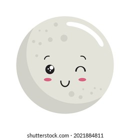 Moon Kawaii Cartoon Character Mascot Illustration