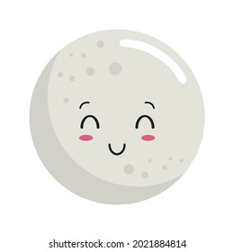 Moon Kawaii Cartoon Character Mascot Illustration