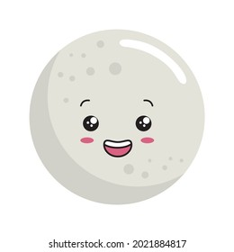 Moon Kawaii Cartoon Character Mascot Illustration