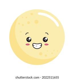 Moon Kawaii Grin Cartoon Character Mascot Illustration