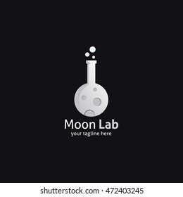 Moon Lab Logo Design Template. Vector Illustration. Flat style Design. Great for company Logo.