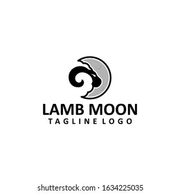 Moon Lamb Sheep Logo Template Vector