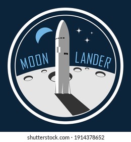 Moon Lander Rocket Landing On Surface Of Moon Logo