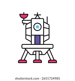 Moon Lander Vector Filled outline illustration style icon. EPS 10 file