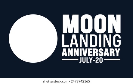 Plantilla de fondo del Aniversario de Moon Landing. Concepto de Festiva. Utilice una Plantilla de diseño de fondo, Anuncio, cartel, tarjeta y póster con inscripción de texto y color estándar. Ilustración vectorial.