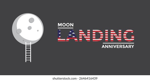Moon Landing Anniversary Vector 20th of july – Creative space exploration design featuring astronaut, moon, and stars. Perfect for science events, historic milestones, educational celebration themes.