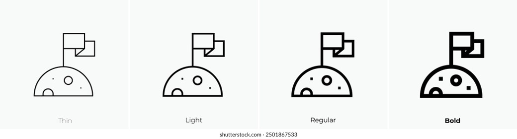 moon landing icon. Thin, Light Regular And Bold style design isolated on white background