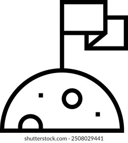 Icono de alunizaje. Diseño de estilo lineal delgado aislado sobre fondo blanco
