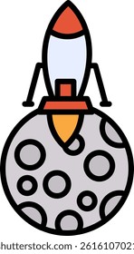 Moon Landing Line Filled Vector Icon Design