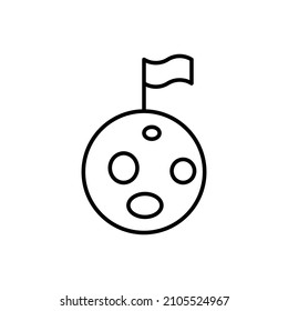 moon landing line icon vector isolated on white background