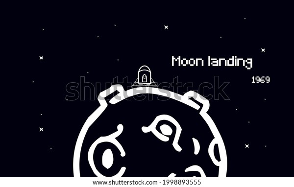 moon landing vector,\
on black background