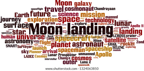 Moon\
landing word cloud concept. Vector\
illustration