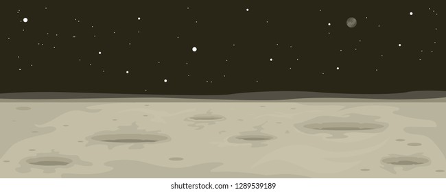 Moon landscape background with craters. Vector illustration