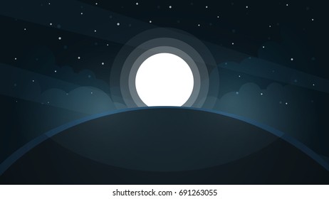 moon landscape. Star and mountain. Vector eps 10