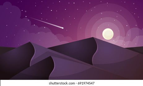 moon landscape. Star and mountain. Vector eps 10