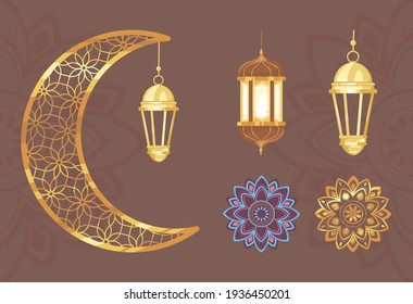 conjunto de decoración de la linterna de la luna
