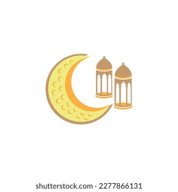diseño de ilustración de línea de ornamento del logotipo religioso de la linterna de la luna