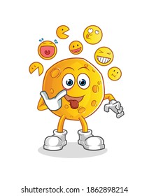 moon laugh and mock character. cartoon mascot vector