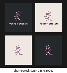 moon leaf abstract logo vector design template