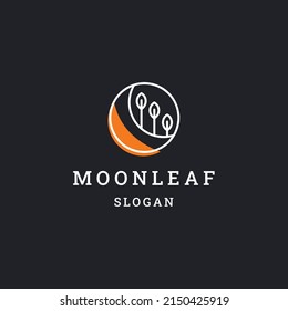 Moon leaf logo icon flat design template 