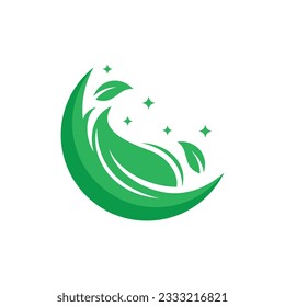 Moon leaf nature illustration vector design template, suitable for your company