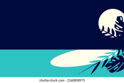 Luna y hojas sobre el fondo de la luz de la luna por la noche.