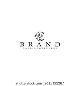 Moon and leaves logo design