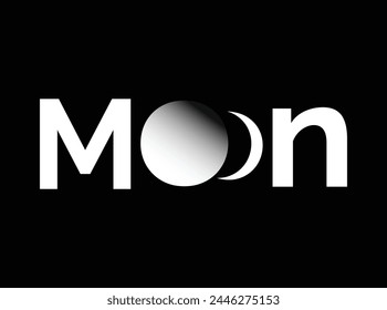 Moon letter logo vector icon design template,Nice lunar  in flat design,Low angle view of half moon against sky at night,Moon typographic logo,One of the moons is beautifully embedded in the letter.