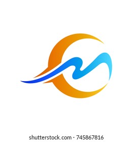 Moon With Letter M Initial Logo template