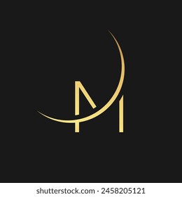 Moon with Letter M logo design