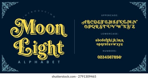 Moon Light Alphabet Font Set Vintage Groovy Display Typography