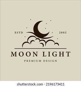 moon light logo vector vintage illustration template icon graphic design. lunar or crescent sign or symbol with simple retro style
