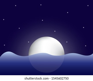Moon light night illustration. Vector EPS 10 file.