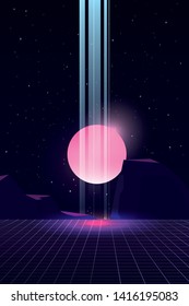 moon light retro futuristic vector ilustration