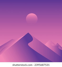 Moon Light Sand Hill Illustration Stock Illustration