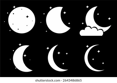 Moon light set icon editable stroke 