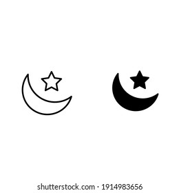 moon light and start icon set 